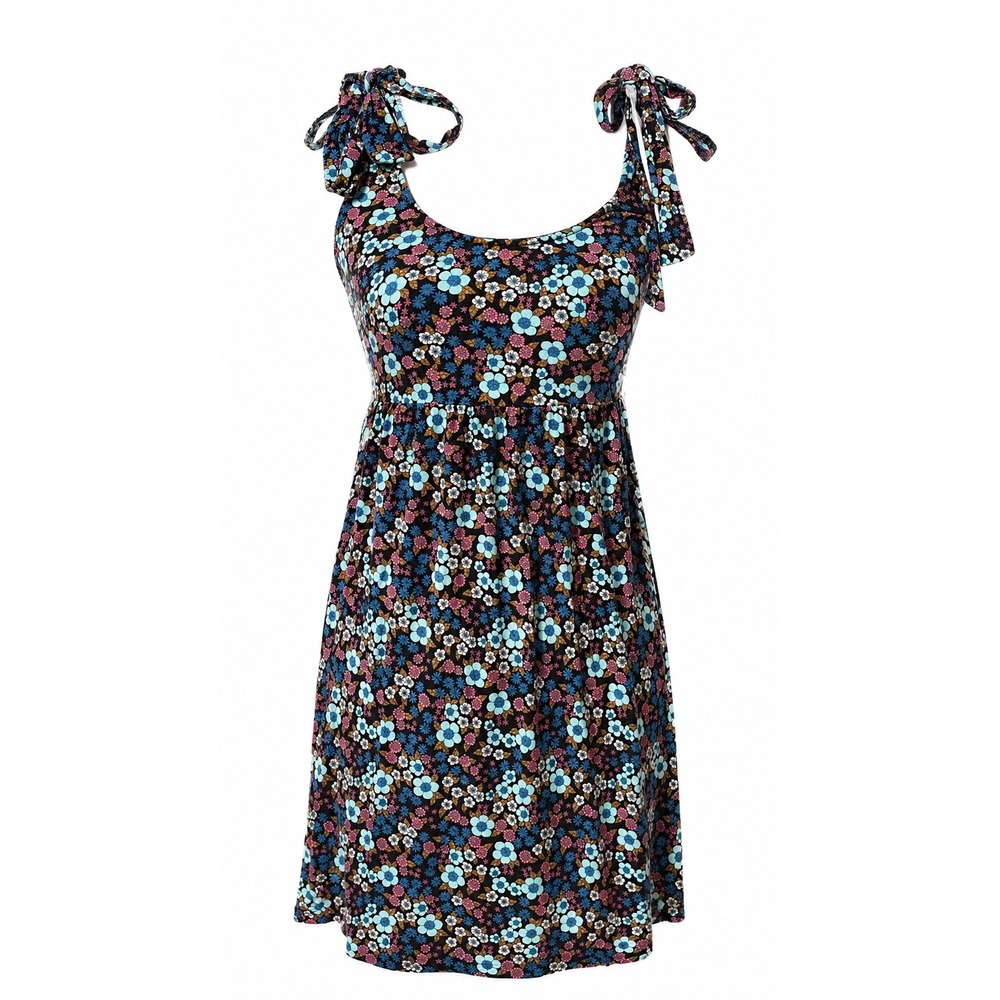 SO Floral Tie Shoulder Babydoll Dress XS Black Blue Pink Stretch NWT Juniors